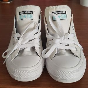 White with hearts inside converse size 5 womans